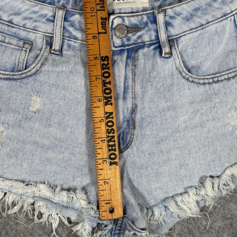 PacSun High Rise Festival Short Womens 26 Light Blue Excellent Distressed Frayed - Picture 5 of 11